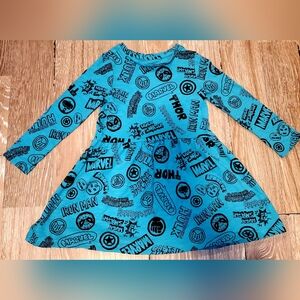 Girls Marvel Blue Long Sleeve Dress
